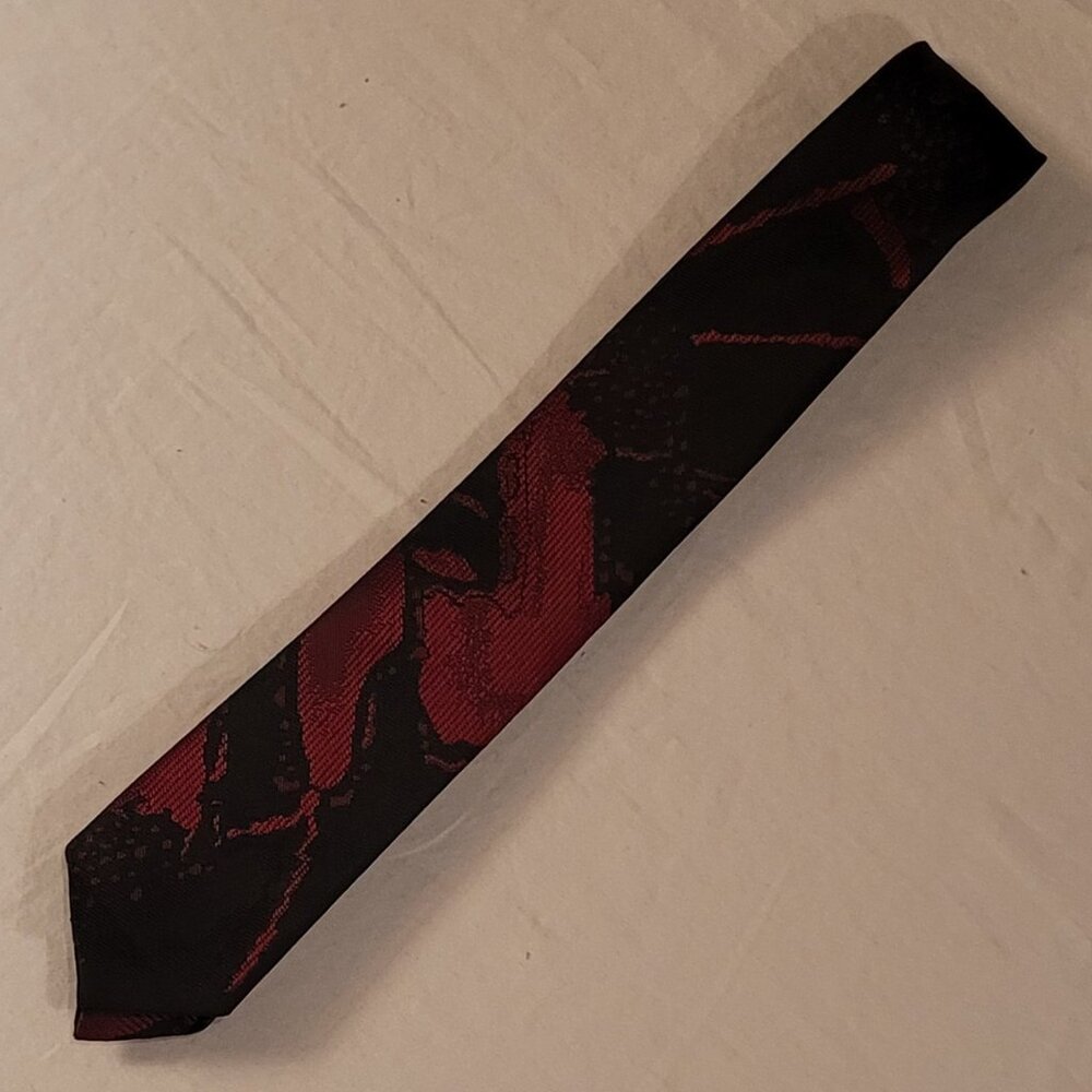 Red Splatter Skinny Necktie (M0106)
